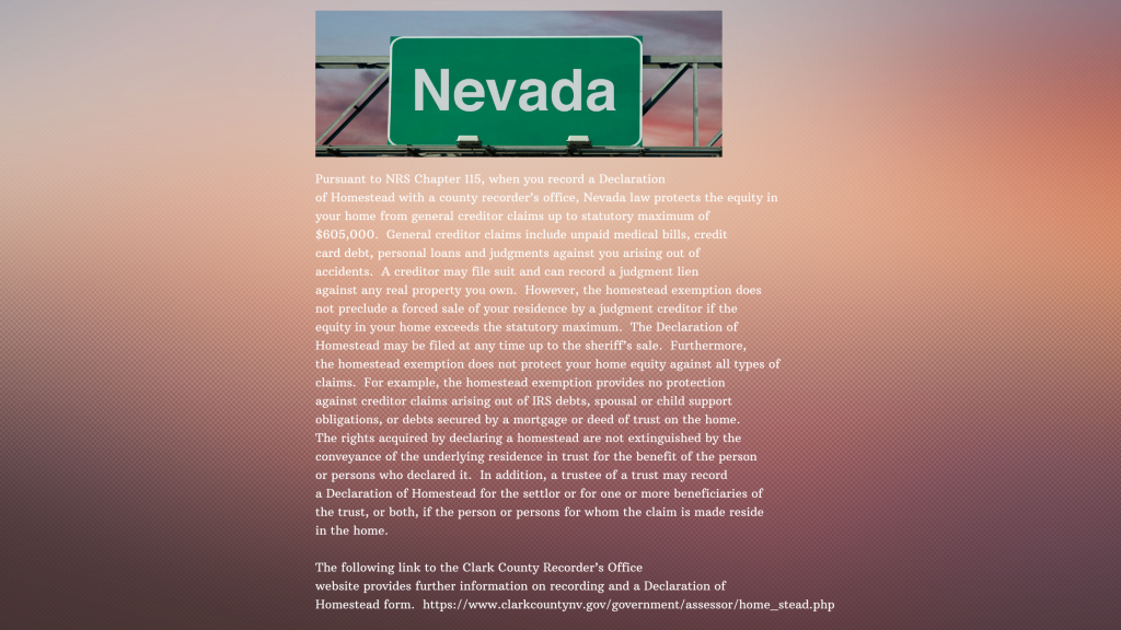 Home (stead) Means Nevada Ken R. Ashworth & Associates